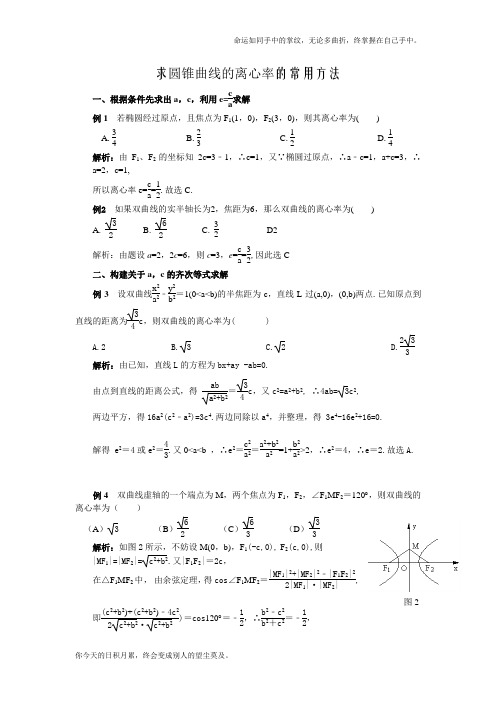 求圆锥曲线的离心率的常用方法