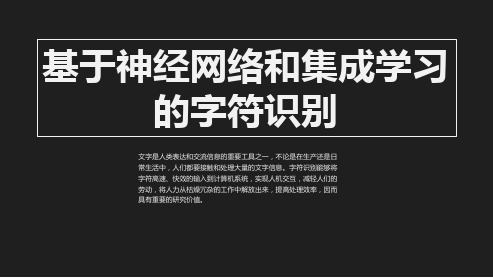 基于神经网络(BP神经网络,CNN)和集成学习的手写字符识别ppt课件