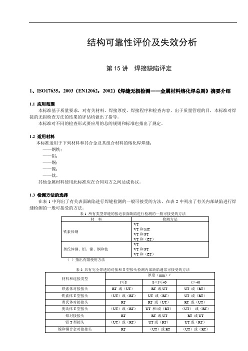 第15讲  焊接缺陷评定分析