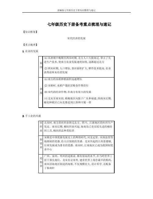 【人教部编版】七年级历史下册期末备考重点梳理与速记2(第二单元)