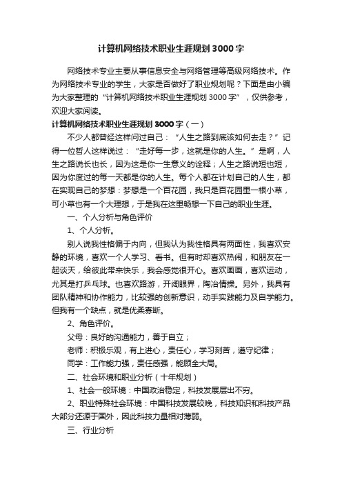 计算机网络技术职业生涯规划3000字