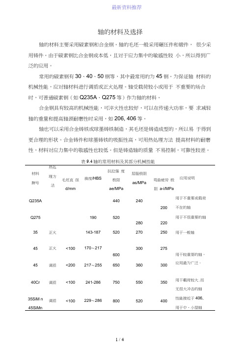 轴材料的选择