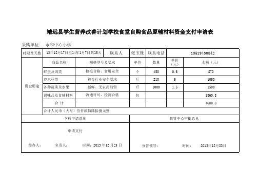 资金支付申请表