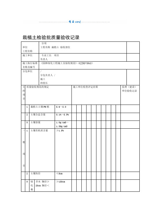 栽植土检验批质量验收记录