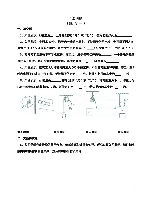 八年级物理滑轮练习加答案