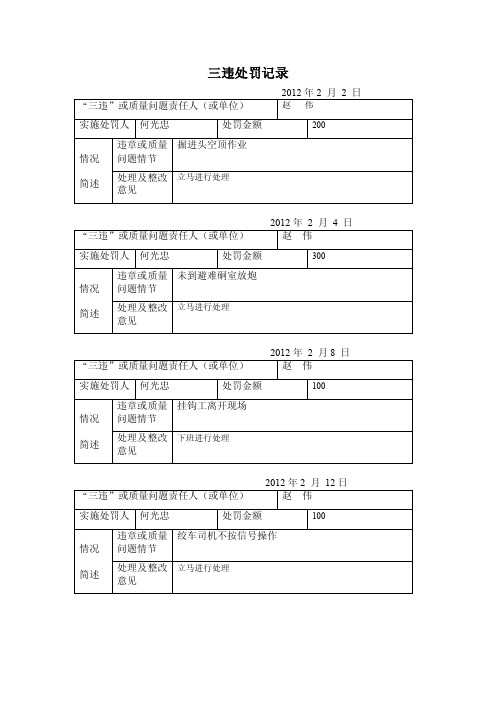 三违处罚记录