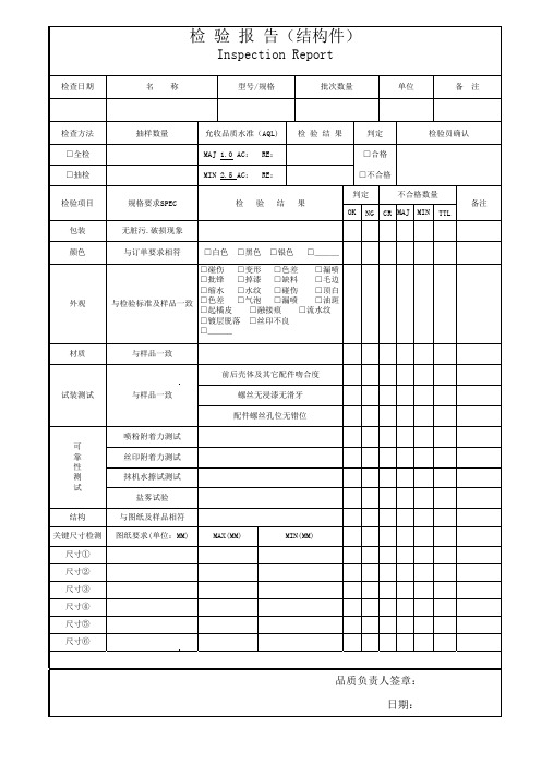 结构件出货检验报告20120201