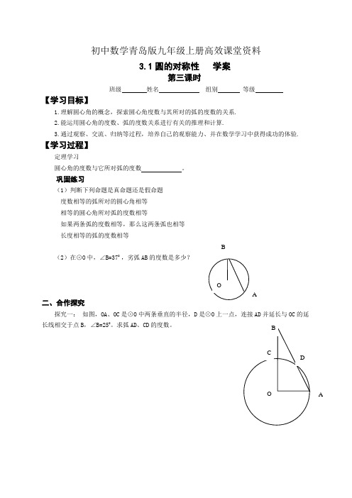 初中数学青岛版九年级上册高效课堂资料学案3.1圆的对称性(第3课时) (2)