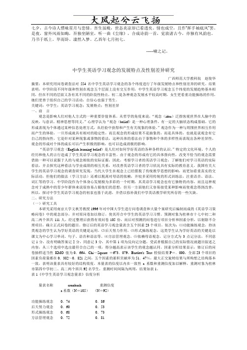 Fmelbla中学生英语学习观念的发展特点及性别差异研究