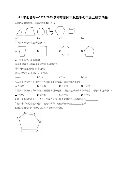 4.4 平面图形 华东师大版数学七年级上册堂堂练(含答案)