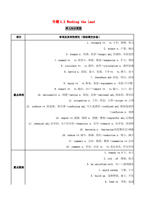 高考英语一轮复习专题4.2Workingtheland讲含解析