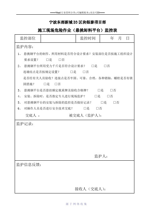 危险源监控记录表(卸料平台)