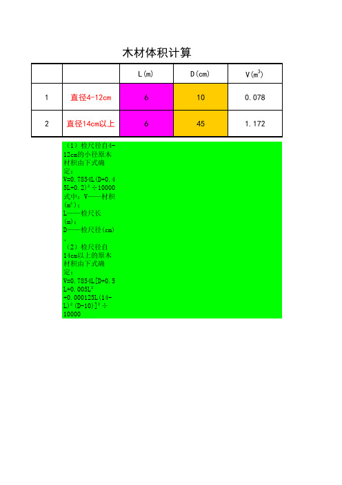 木材材积表及计算公式