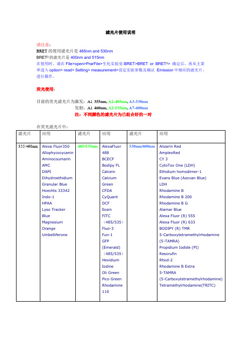 滤光片使用说明