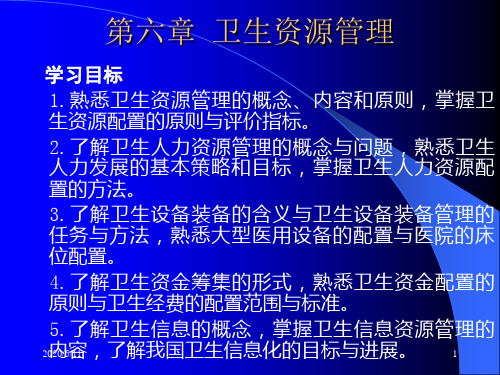 卫生管理学卫生资源管理学习课件PPT