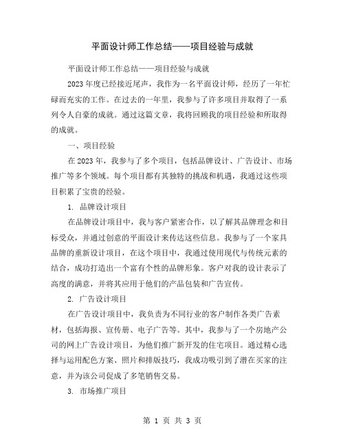 平面设计师工作总结——项目经验与成就