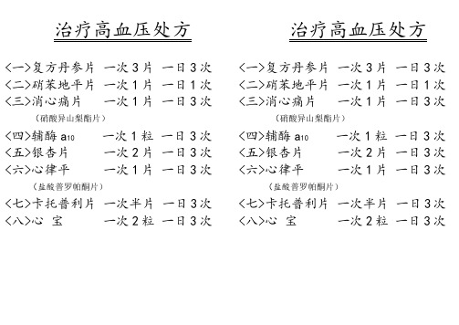 治疗高血压处方          治疗高血压处方