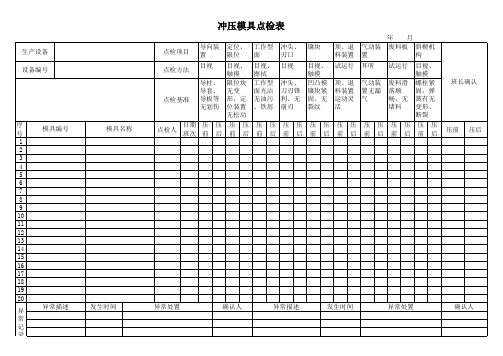 冲压模具点检记录表