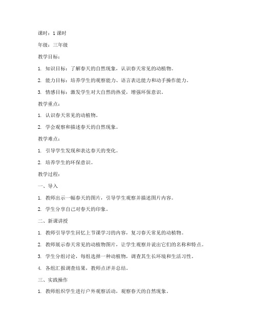 教师教案教学实录模板范文