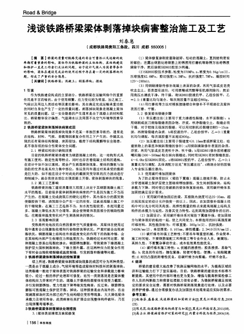 浅谈铁路桥梁梁体剥落掉块病害整治施工及工艺