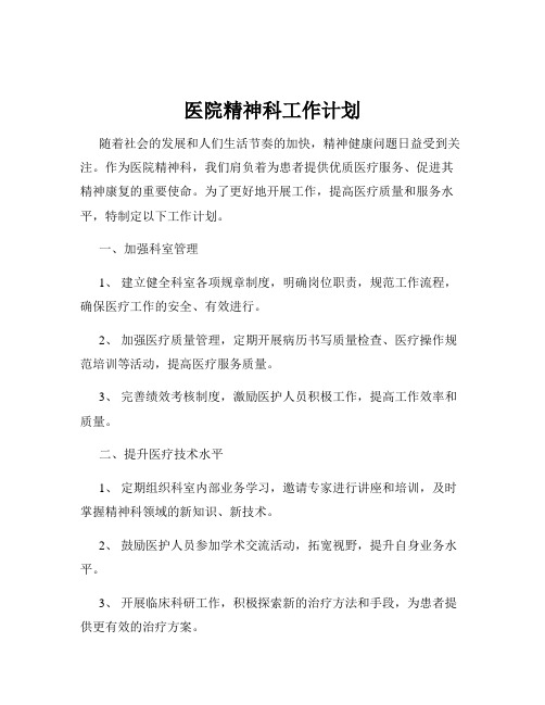 医院精神科工作计划