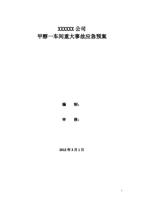 (应急预案)甲醇车间重大事故应急预案