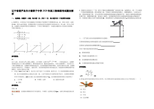 辽宁省葫芦岛市小德营子中学2020年高三物理联考试题含解析