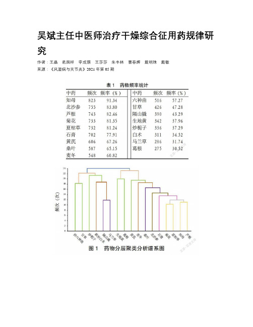 吴斌主任中医师治疗干燥综合征用药规律研究