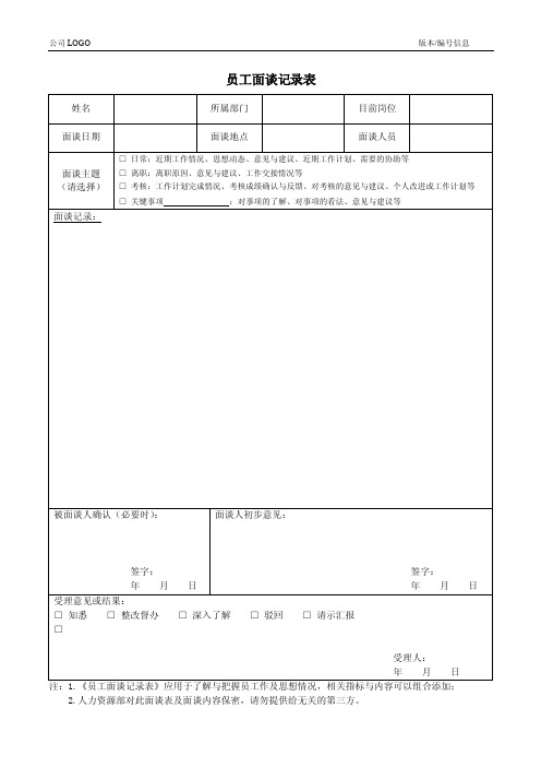 员工面谈记录表