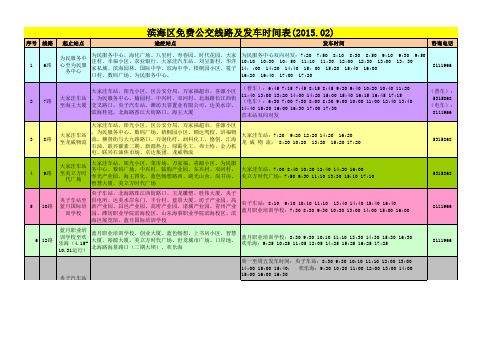 潍坊市滨海免费公交路线及发车时间(2015年2月更新)