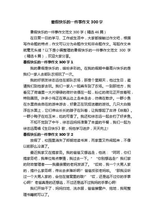 暑假快乐的一件事作文300字