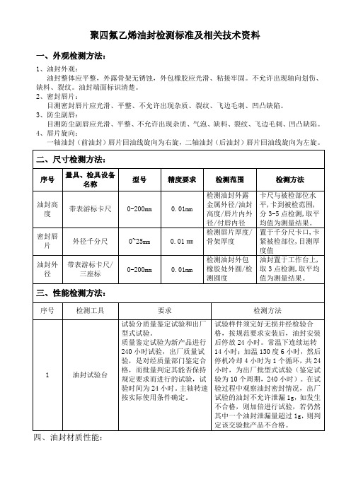 油封检测方法及相关技术资料