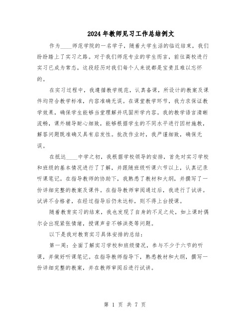 2024年教师见习工作总结例文（5篇）