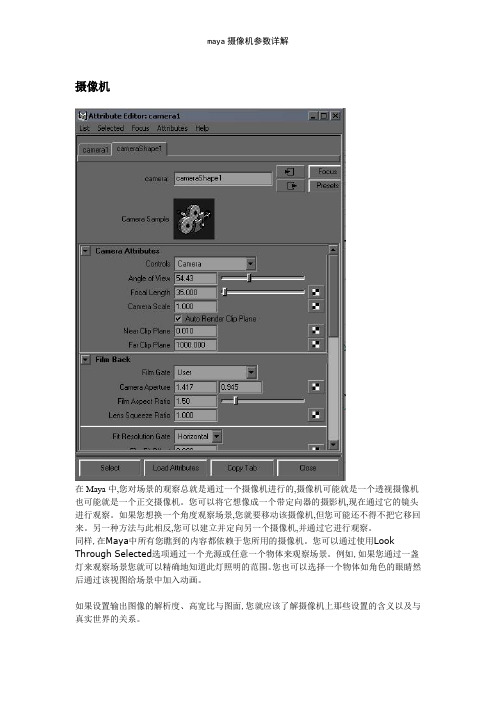 maya摄像机参数详解