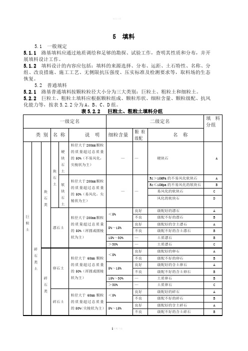 铁路路基设计规范(填料部分)