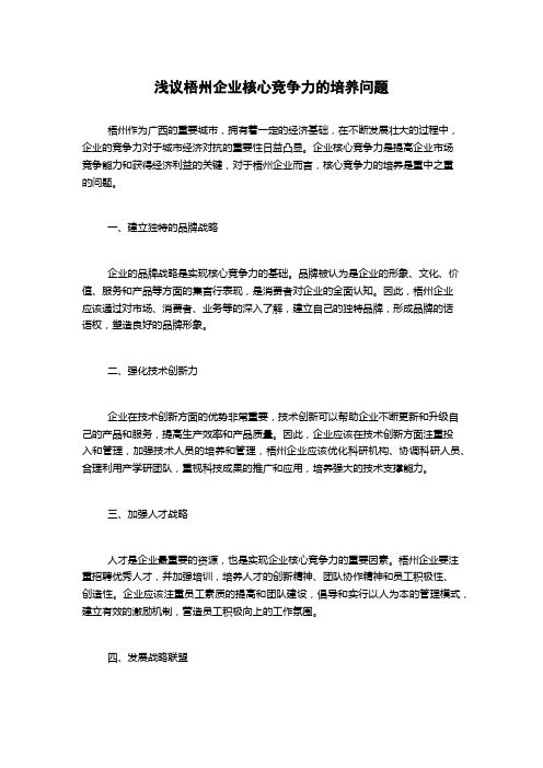 浅议梧州企业核心竞争力的培养问题