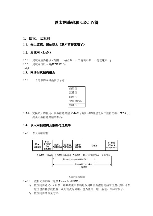 学习笔记-以太网基础和CRC心得