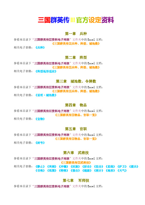 三国群英传Ⅲ官方设定资料(2.0版说明书)