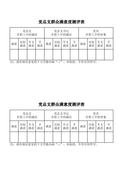 党支部群众满意度测评表