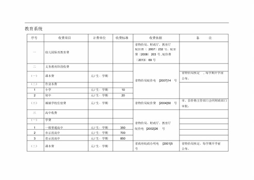 安徽收费标准