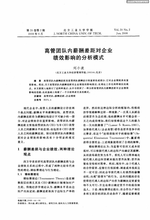 高管团队内薪酬差距对企业绩效影响的分析模式