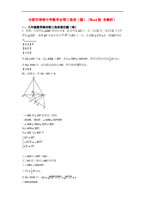 合肥市寿春中学数学全等三角形(篇)(Word版 含解析)