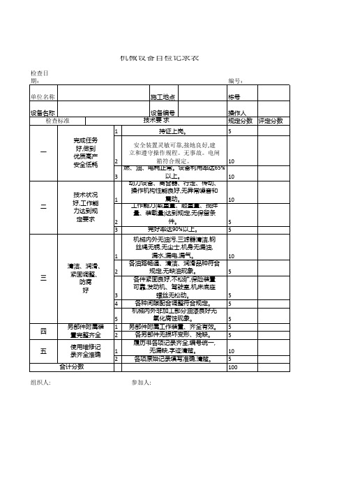 机械设备自检记录表自查表