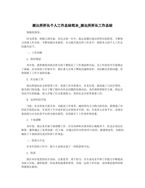 派出所所长个人工作总结范本_派出所所长工作总结