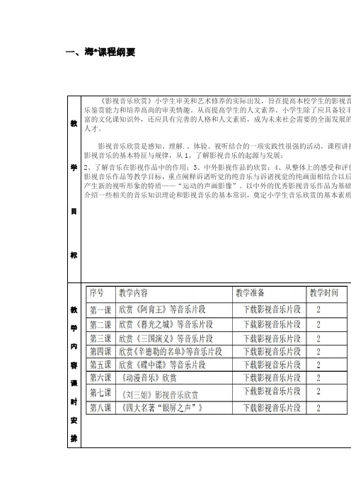 影视音乐欣赏 儿童教学设计教案