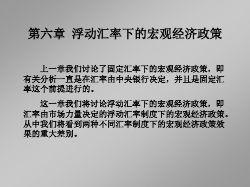 浮动汇率下的宏观经济政策