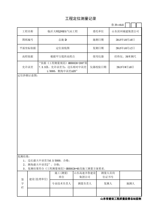 (整理)工程定位测量记录