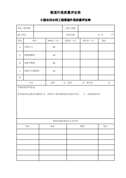 水利水电工程施工质量验收评定表