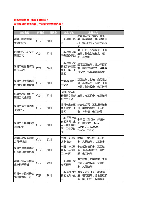 新版广东省深圳电工胶带工商企业公司商家名录名单联系方式大全400家