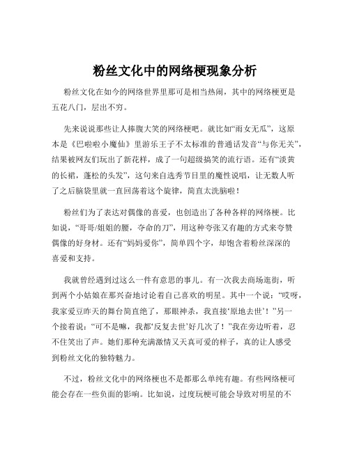 粉丝文化中的网络梗现象分析